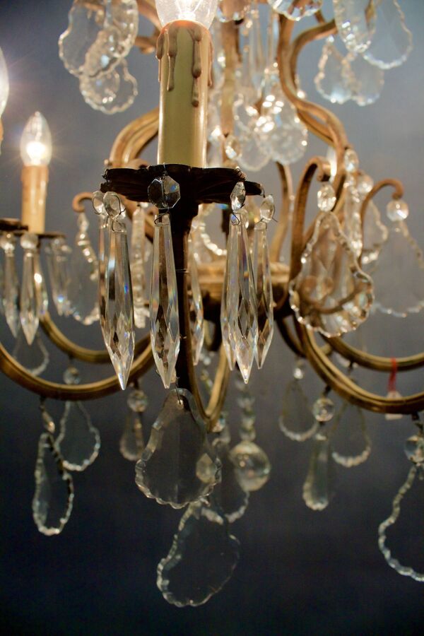 Lustre à pampilles en cristal XIXème