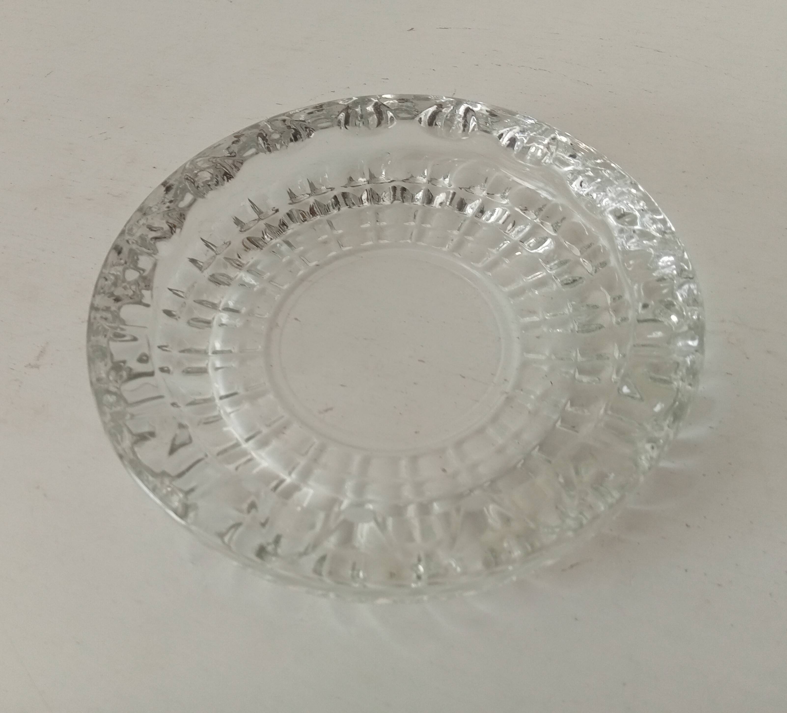 Large vintage molded glass ashtray