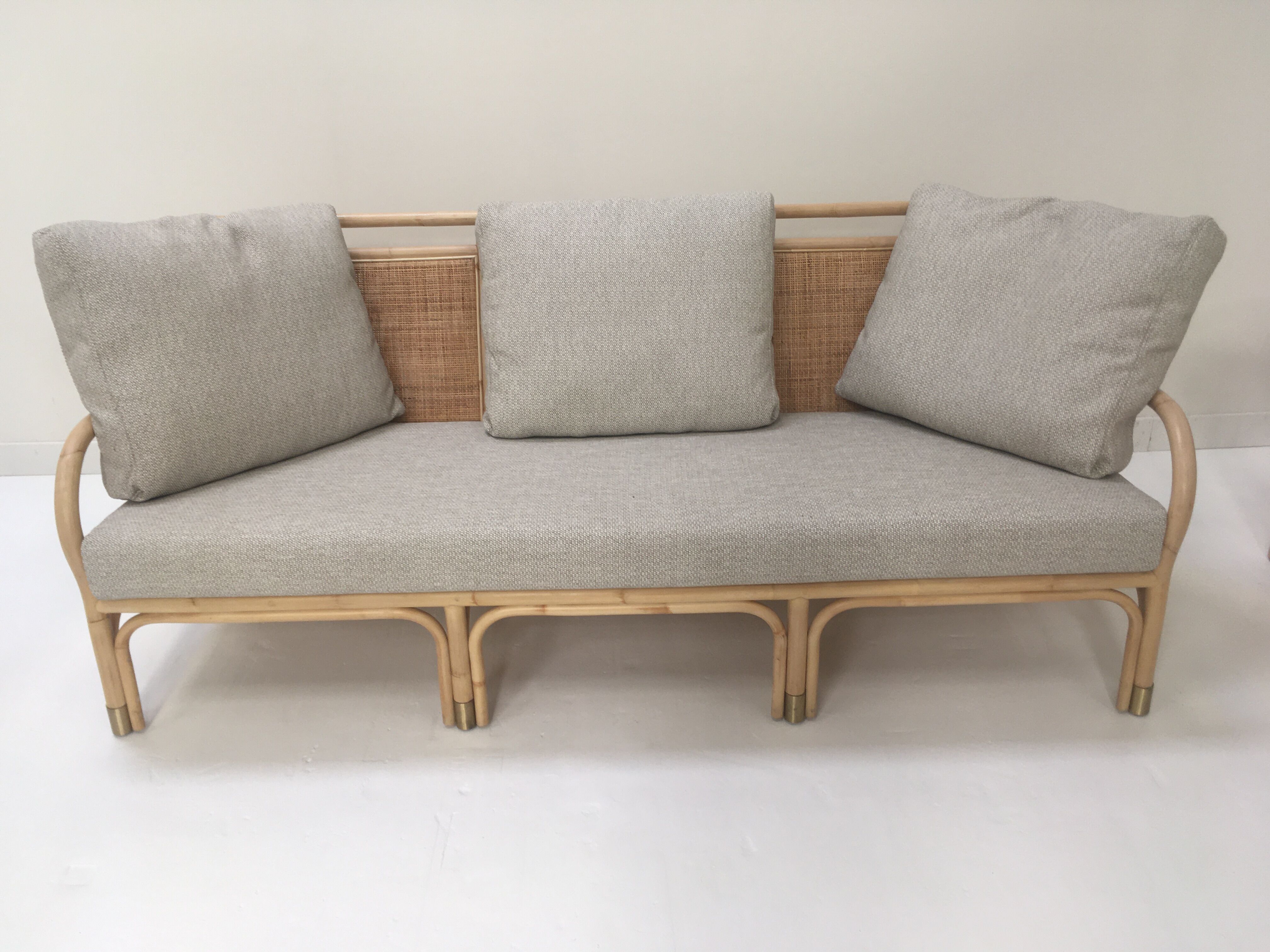 3-seater rattan and canning sofa