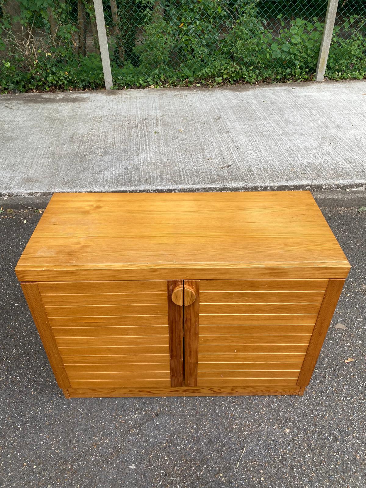 1970s wooden low storage chest.