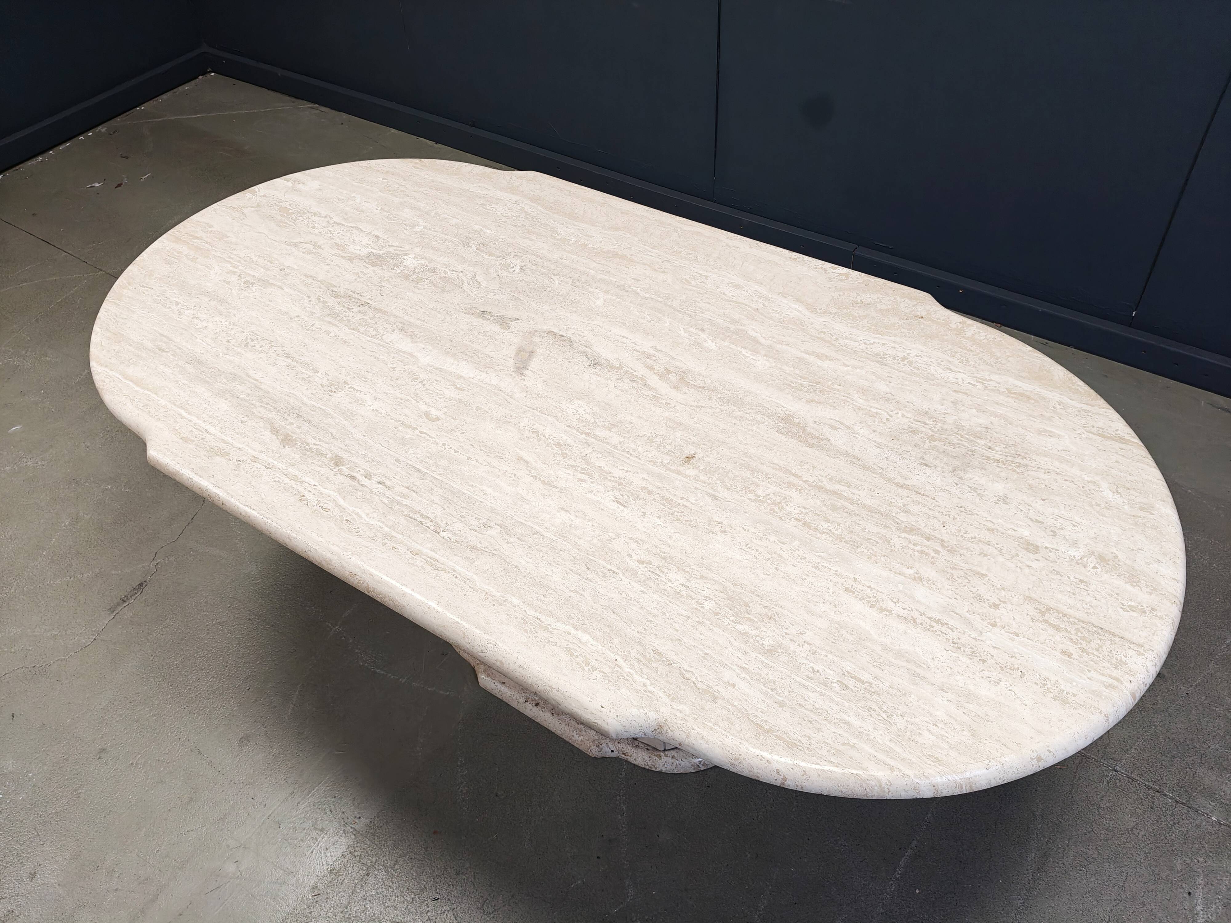 Vintage oval travertine dining table, 1970s