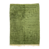 Tapis berbère marocain beni Ouarain vert kaki 3,02x2,12m