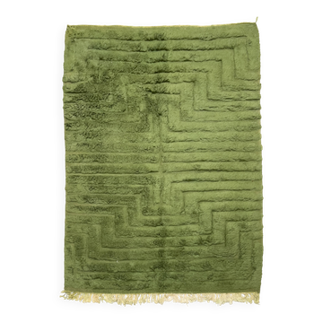 Tapis berbère marocain beni Ouarain vert kaki 3,02x2,12m