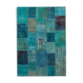 Handmade oriental 170 cm x 242 cm turquoise patchwork carpet