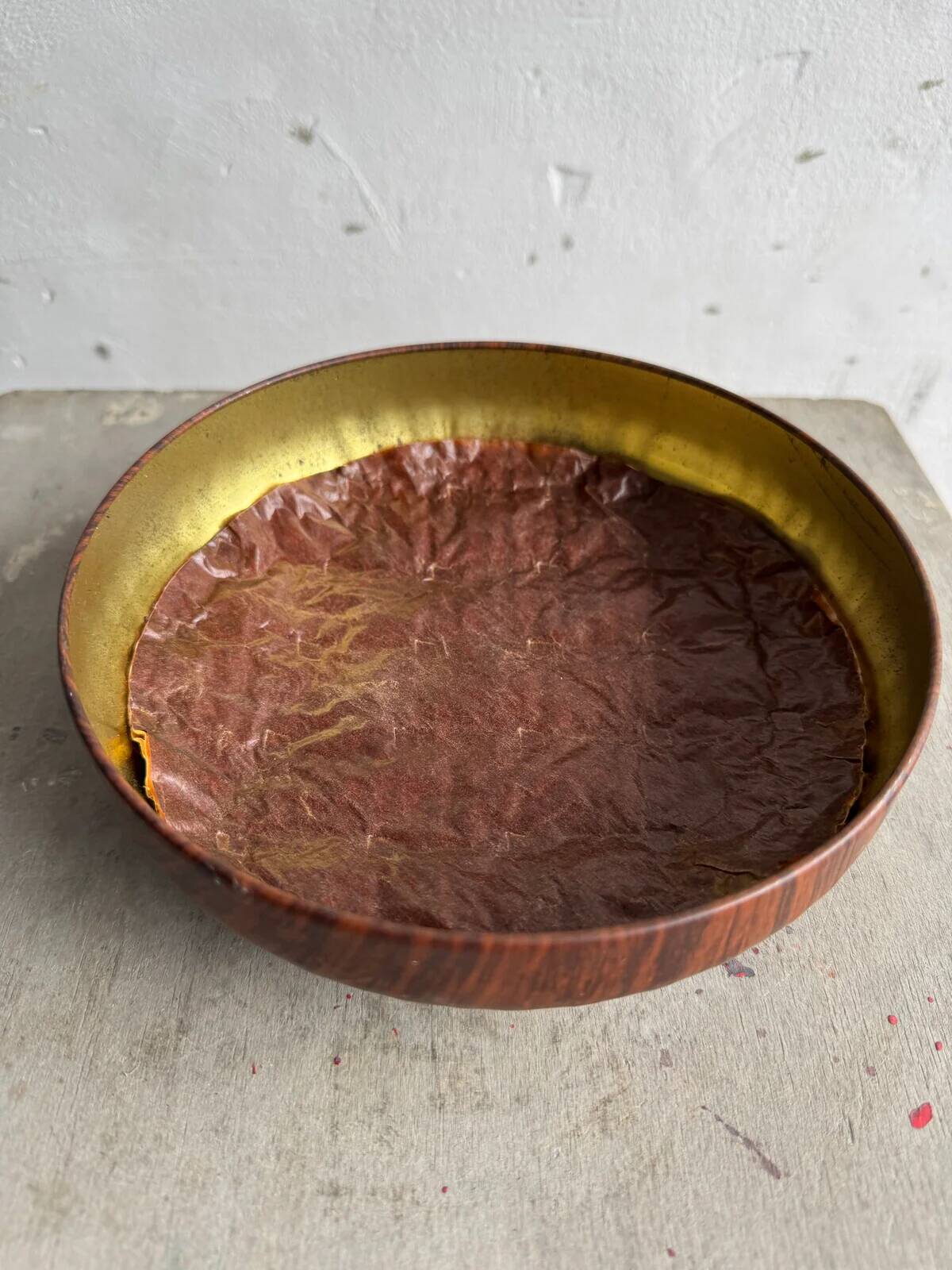 Vintage 1960s Mid-Century Brown Teak-Effect Metal Lidded Box with Gold-Tone Lining