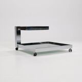 Serving bar cart in chrome and smoked glass, 1970s