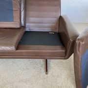 Vintage retro danish mid-century g. thams 3 person sofa in brown leather