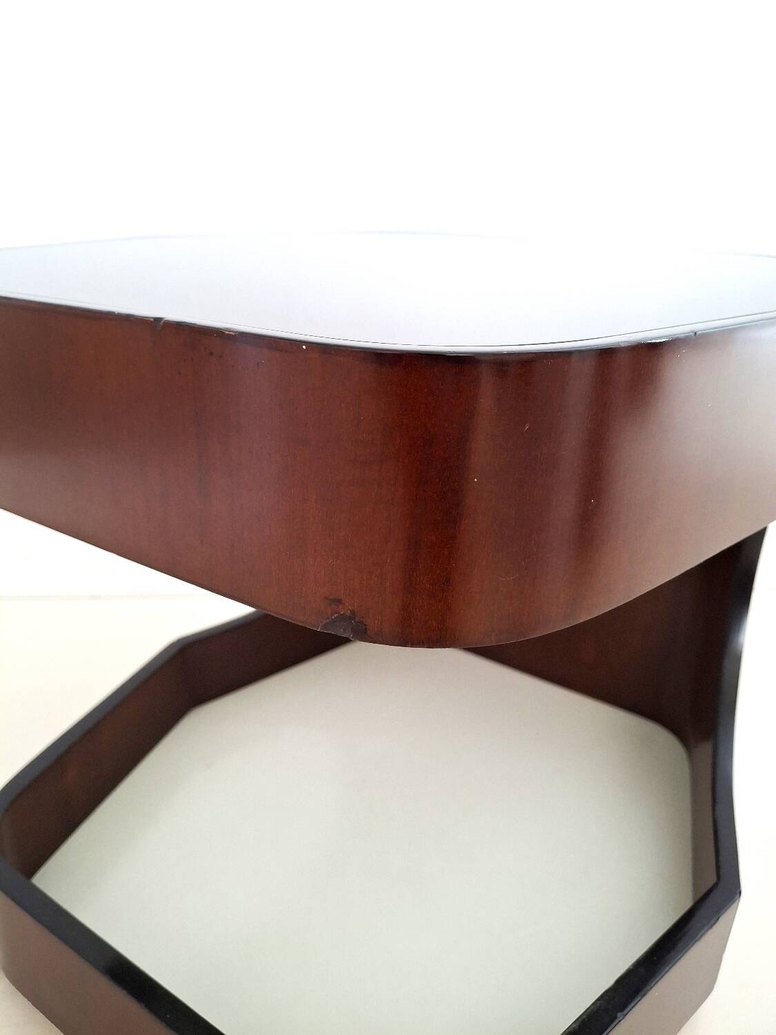 Table basse italienne vintage sur roulettes, années 1970