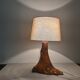 Brutalist stump lamp in olive wood 1950