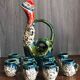 Vintage service style Vallauris called "sea foam" + 8 glasses