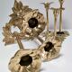 Pair of candlesticks solid brass vintage flowers