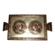 Serving tray in wood, copper and glazed 1950