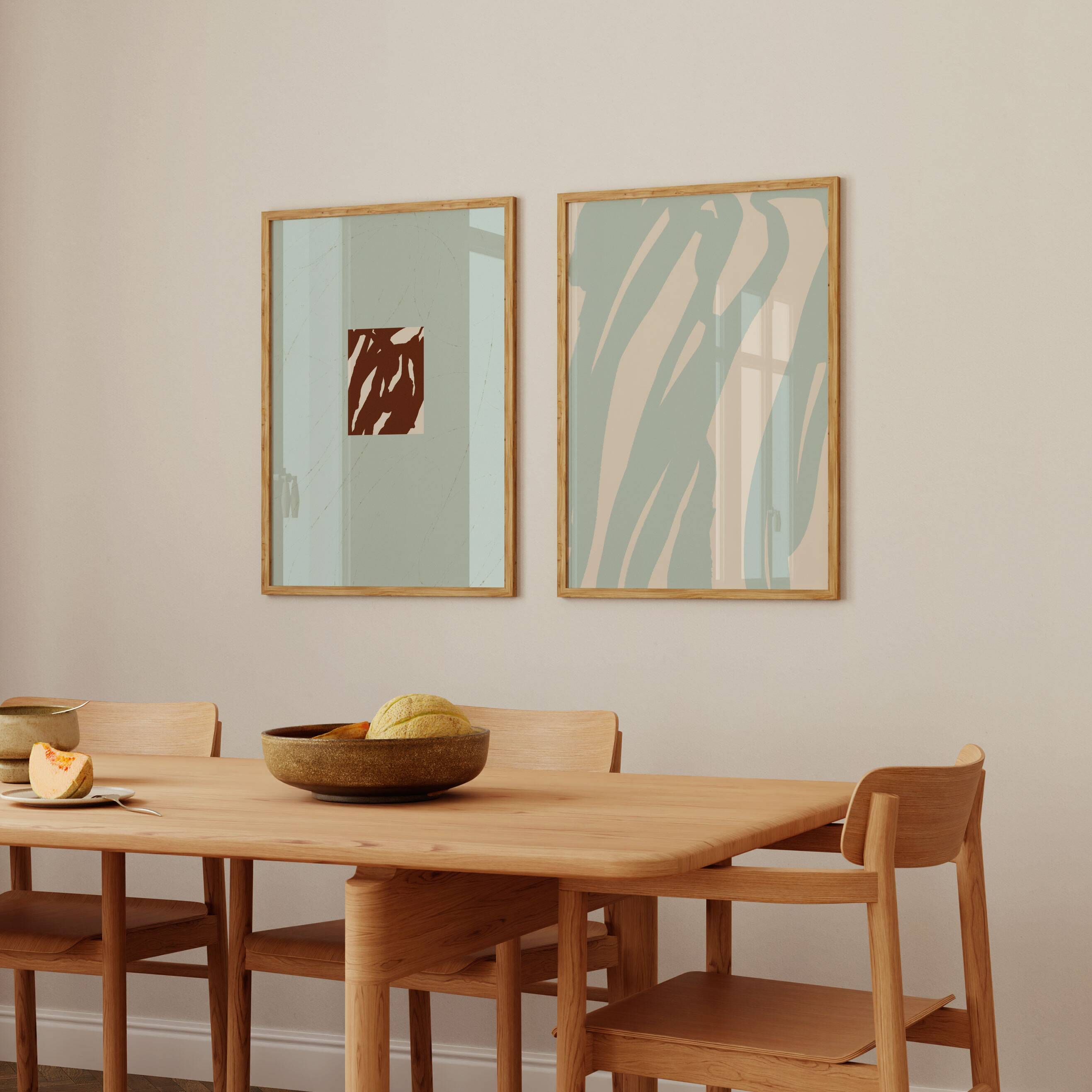 Pair of giclee prints, abstract wall art set of two, 50x70cm