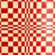 Pair of panels in red and gold straw marquetry. Contemporary.