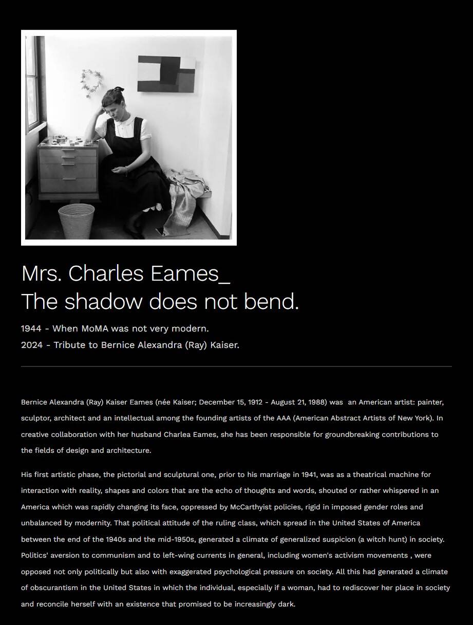 Mrs. Charles Eames_ The shadow does not bend, walnut plywood sculpture