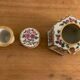 20th century polychrome porcelain inkwell floral decoration