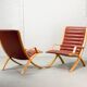 Padded Red Leather High Back AX Lounge Chairs by Hvidt and Molgaard Nielsen