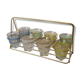 Lot of 8 shot glasses granités with their door-glass gold 70