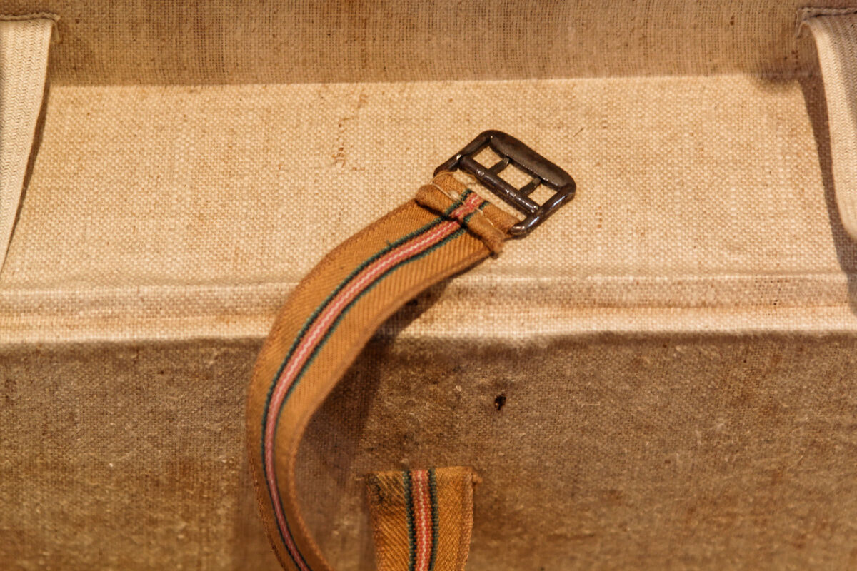 Leather and brass hat malle