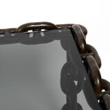 1970s XL Coffee Table Made of Nautical Iron Chain and a Thick Smoked Glass