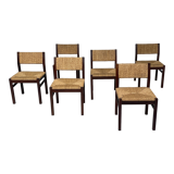 Martin Visser set of six "SE82" wenge and rush dining chairs