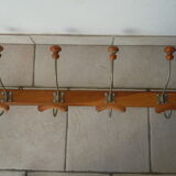 Wall coat rack wood and metal 4 hooks
