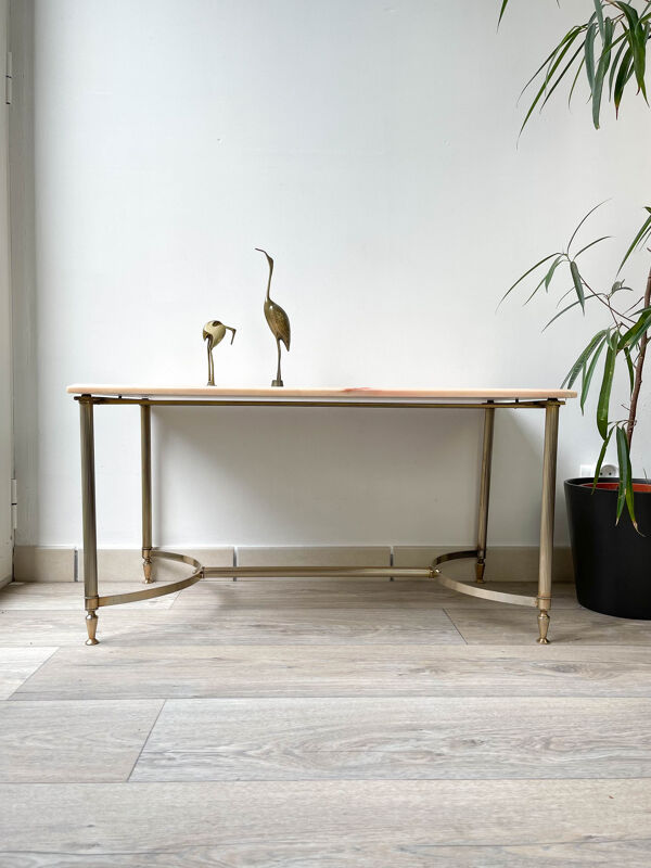 Table basse en marbre et laiton style néoclassique