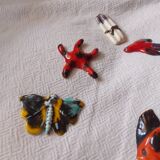 Set of 10 ceramics animals, fish, butterfly