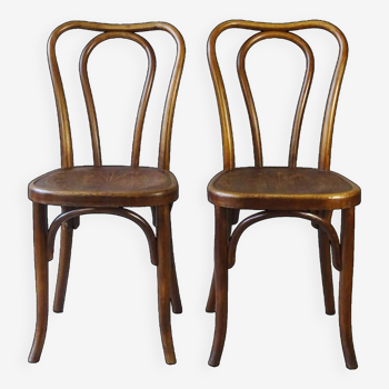 2 chaises Fischel N°98  1/2 de 1910 bistrot assise Art nouveau