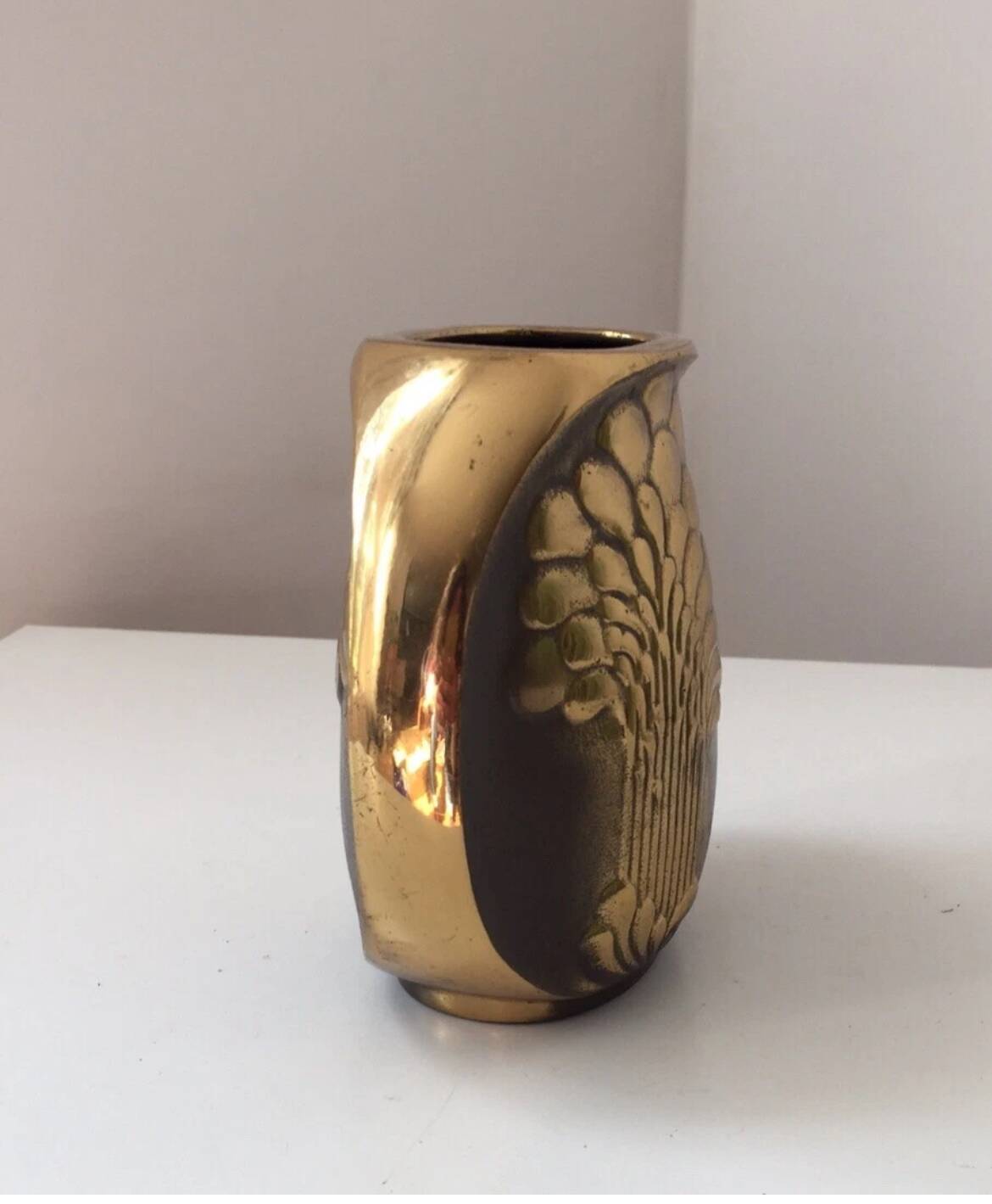 Vase  manfred frey syrakus vintage bronze 1970