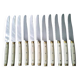 10 Vintage Bakelite, brass and stainless steel cheese knives