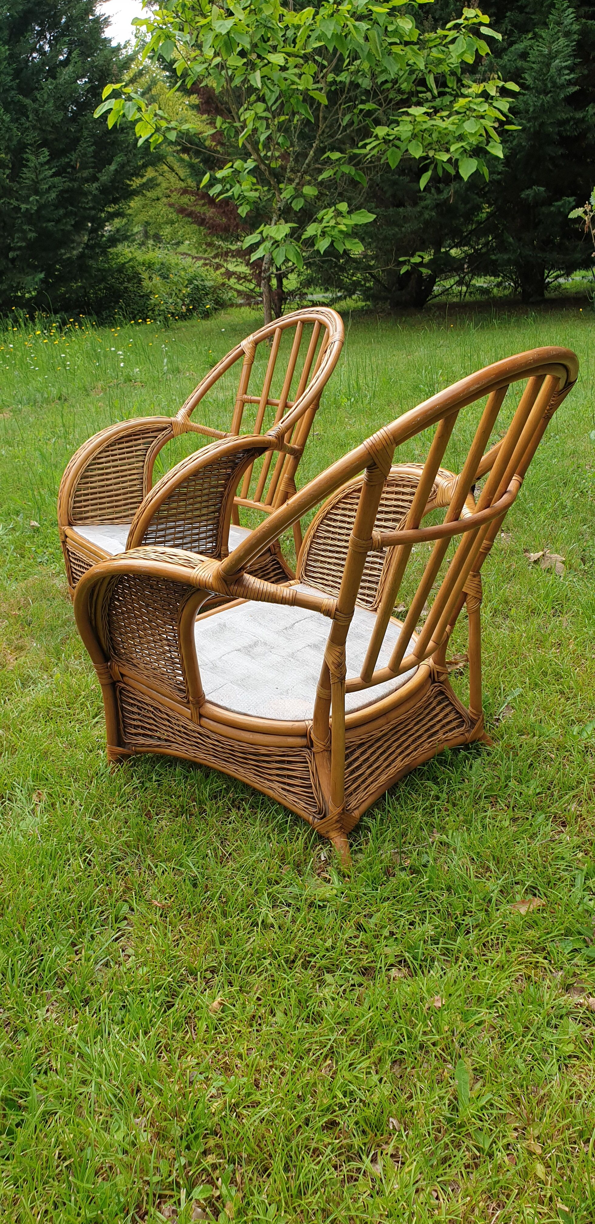 Rattan and vintage bamboo lounge