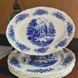 Petit plat ovale moulin des loups modèle Lima décor bleu