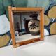 Vintage square rattan mirror