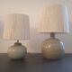 Lampe vintage en grès émaillé avec abat-jour en corde