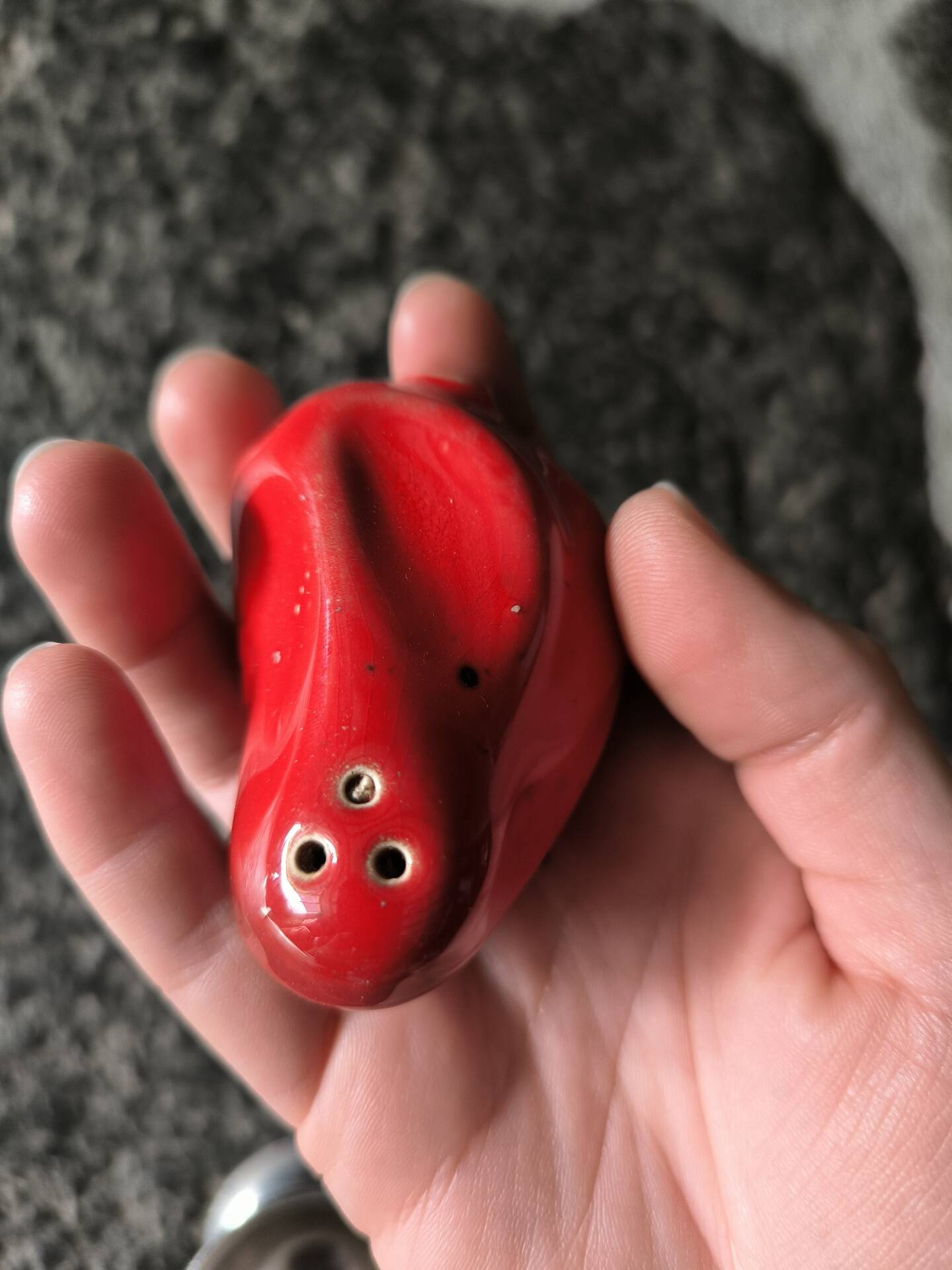 Vintage ceramic salt shaker red pepper