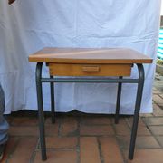 Formica tray desk set with drawer and vintage school chair for children