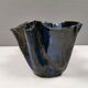 Very special vase in “folded” bluish glazed clay.