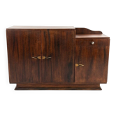 Asymmetrical antique Art Deco sideboard in rosewood veneer.