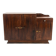 Asymmetrical antique Art Deco sideboard in rosewood veneer.