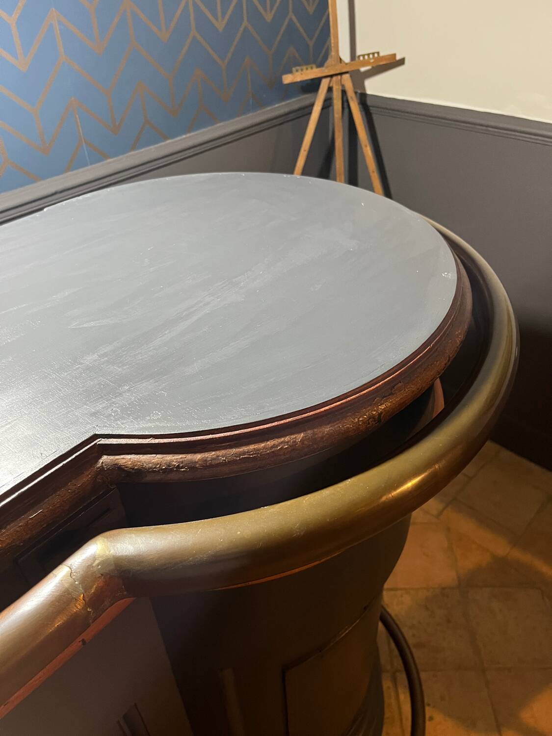 Bar, painted wooden counter