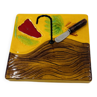 Square cheese board with knife Vallauris