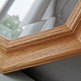 Light oak wooden mirror from the 1980s