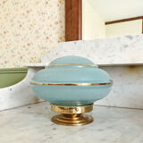 Table lamp in blue granite glass and golden border
