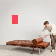 Meridian Barcelona in leather by Mies van der Rohe, Knoll International