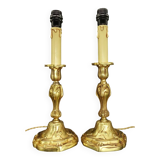 Pair of Louis XV style lamp bases from Lucien GAU - bronze