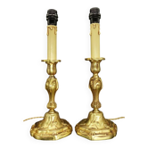 Pair of Louis XV style lamp bases from Lucien GAU - bronze