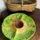 Divided plate, sunflower in slipware