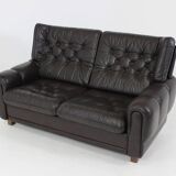 Mid-Century Design Black Leather Sofa, 1970s, Czechoslovakia
