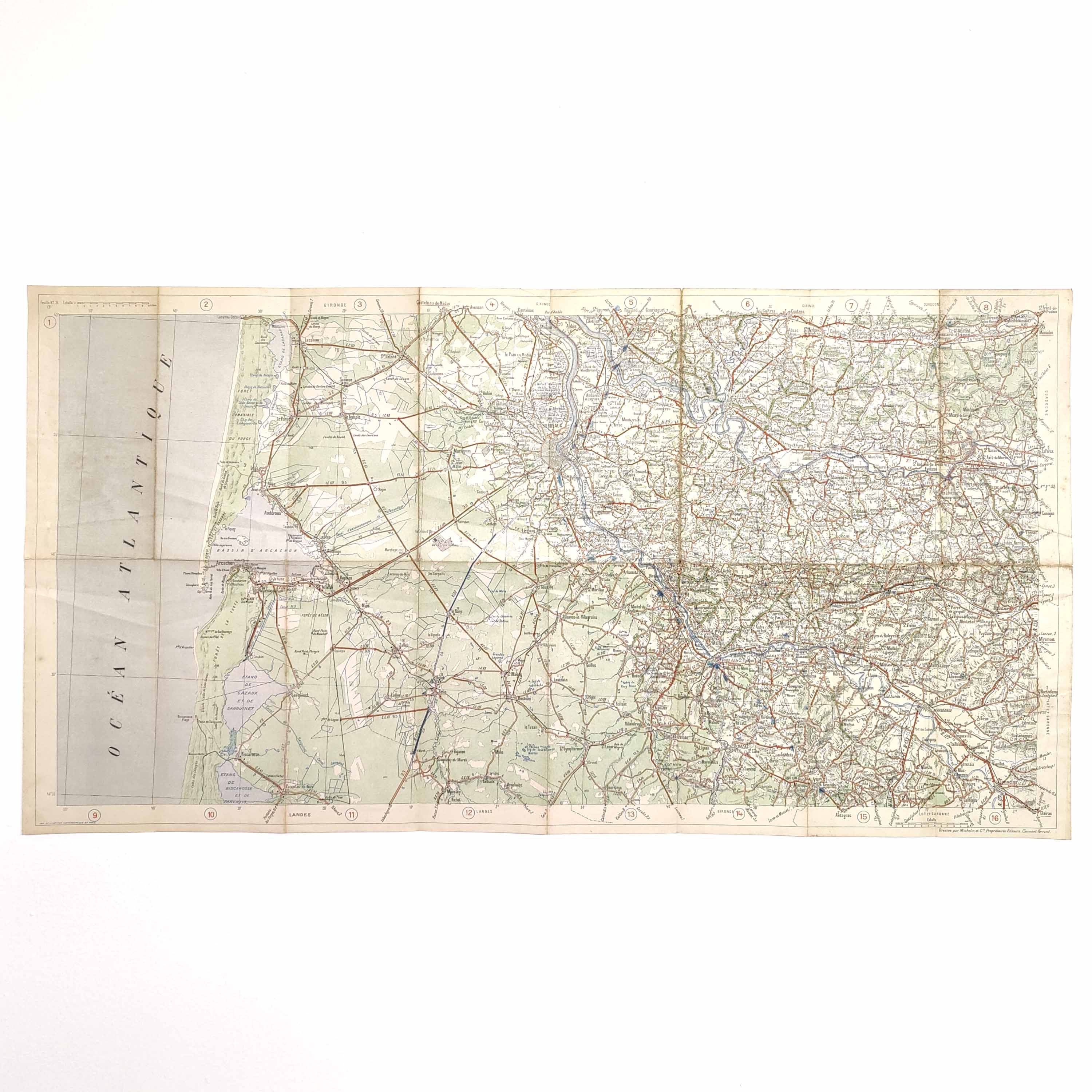 Michelin map Bassin d'Arcachon Bordeaux 1920